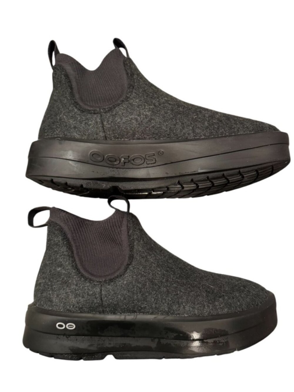 OOFOS OOmega Londoner Recovery Boots Women’s 7 Charcoal Gray Wool Blend - Picture 5 of 8